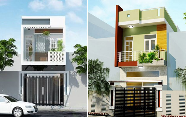 Mẫu mặt tiền nhà phố 2 tầng