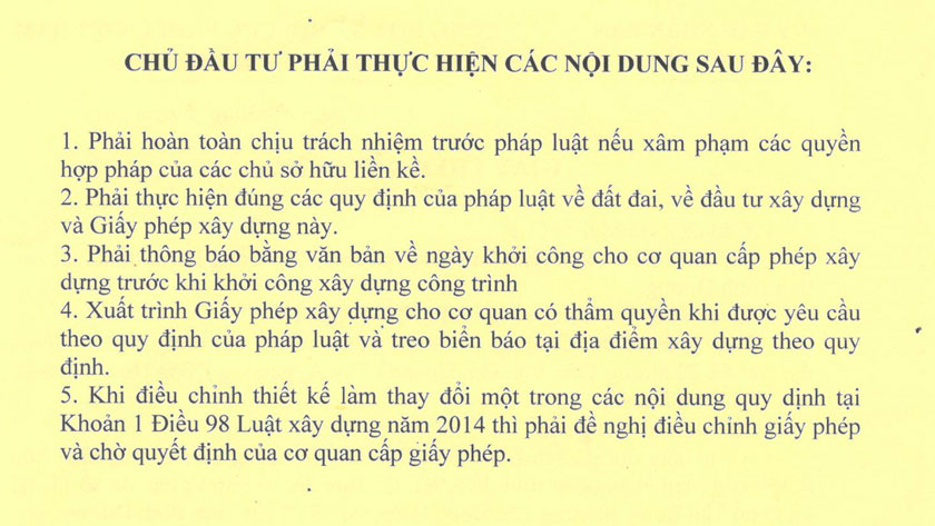 Mặt sau giấy phép xây dựng nhà ở dĩ an.
