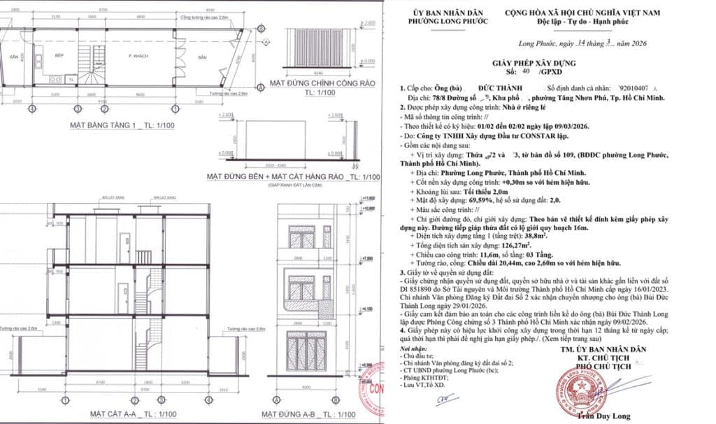 Giấy phép xây dựng phường Long Phước.