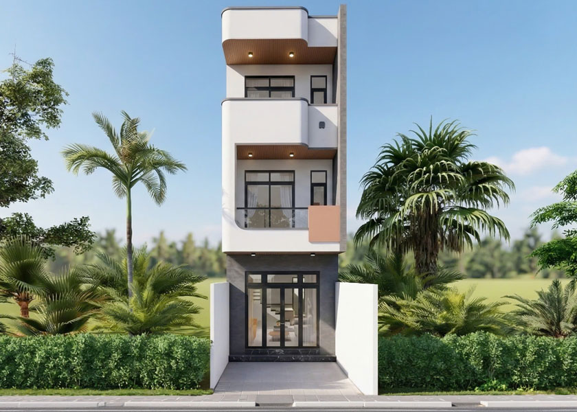 Kiến trúc nhà phố 3 tầng phường Long Phước.