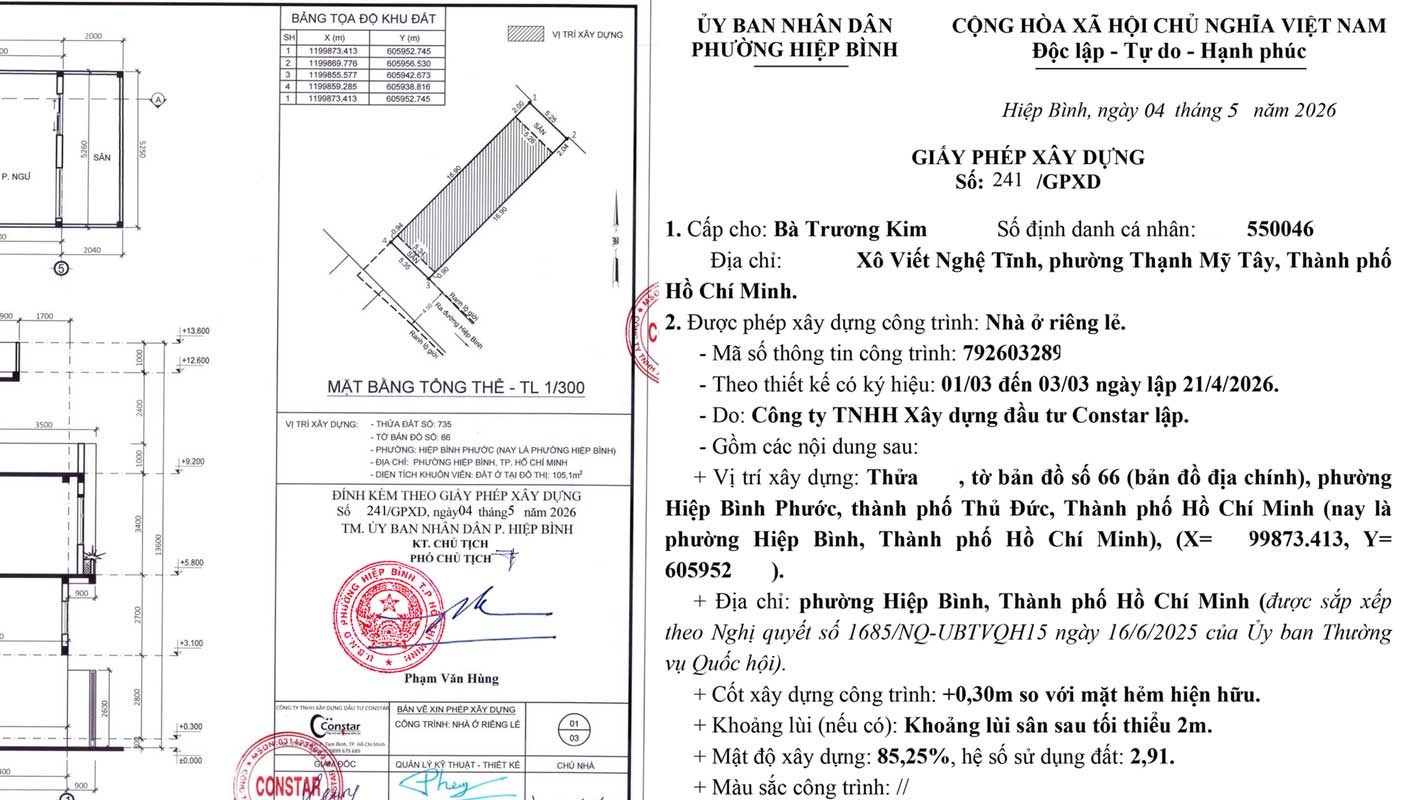 Giấy phép xây dựng Phường Hiệp Bình.